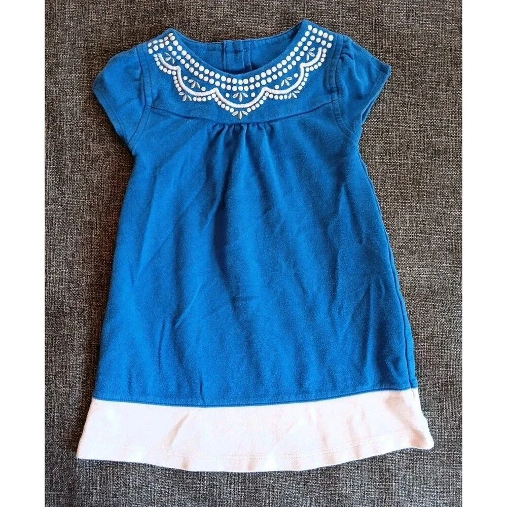 dress 2T Girls Gymboree Blue White Embroidered sleeveless summer baby